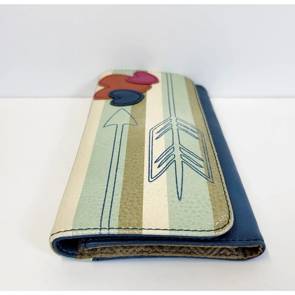 Relic Wallet Womens One Size Multicolor Heart Arrow Checkbook Striped Print Boho